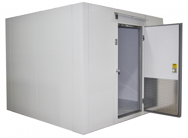 Installed walk-in cooler unit