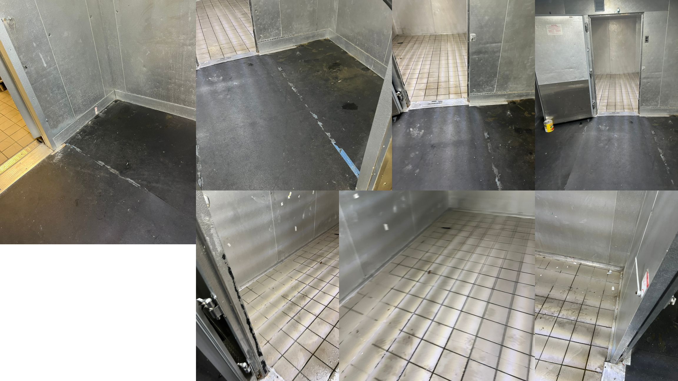 Walk-in cooler floor before diamond plate replacement